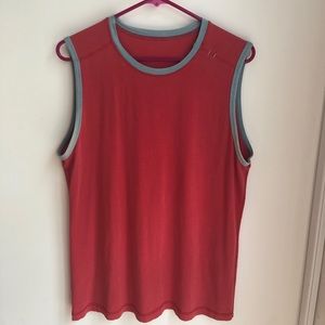 Red with blue trim lululemon muscle tank